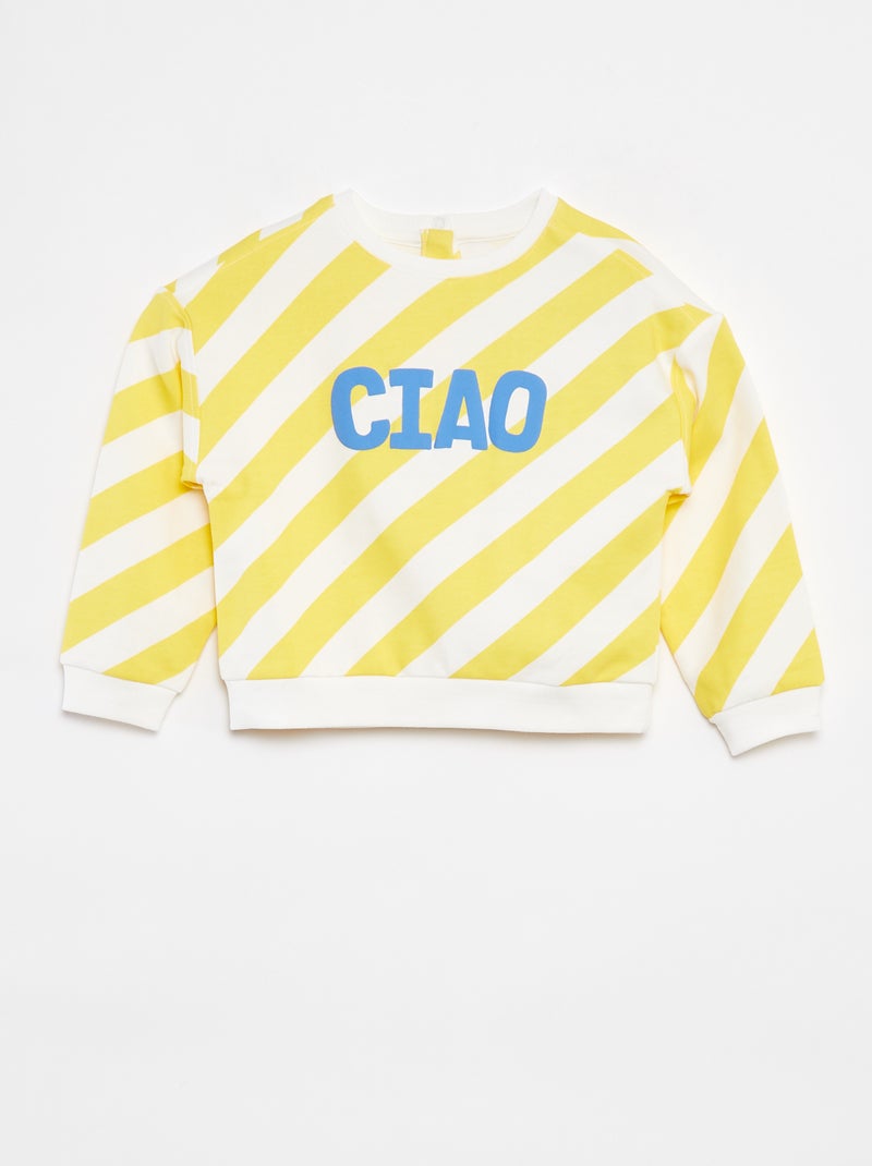 Felpa in tessuto felpato leggero con scollo tondo e motivo GIALLO - Kiabi