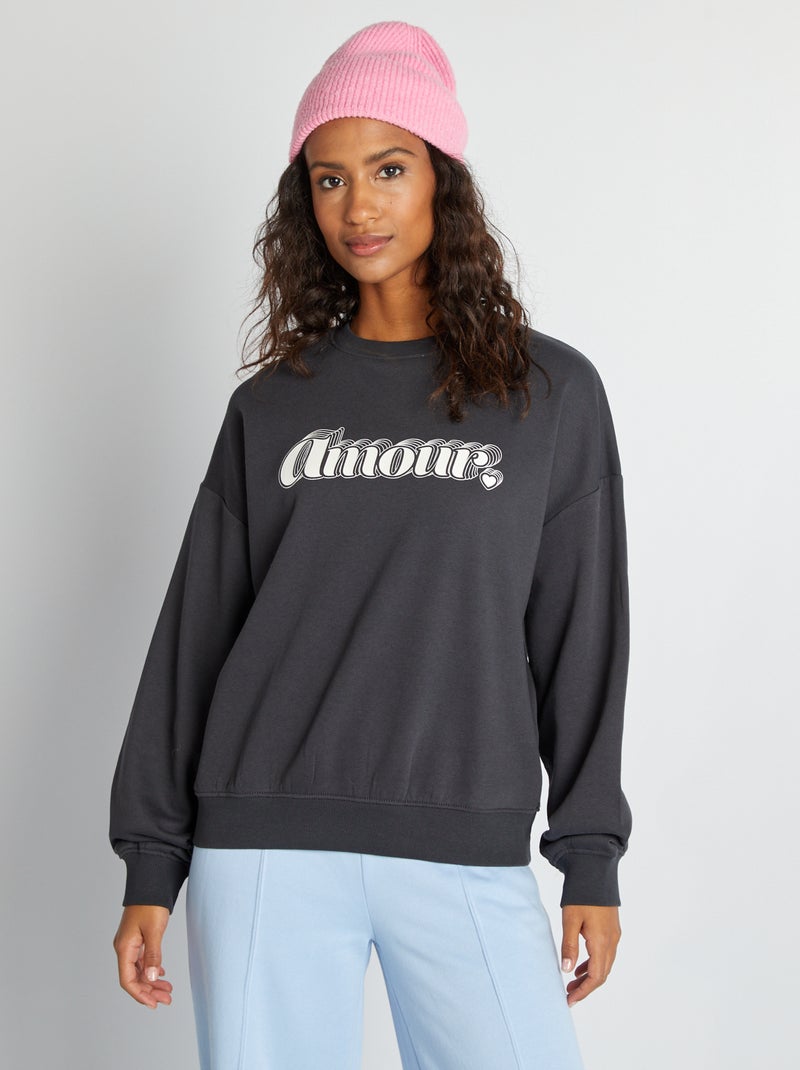 Felpa in tessuto felpato NERO - Kiabi