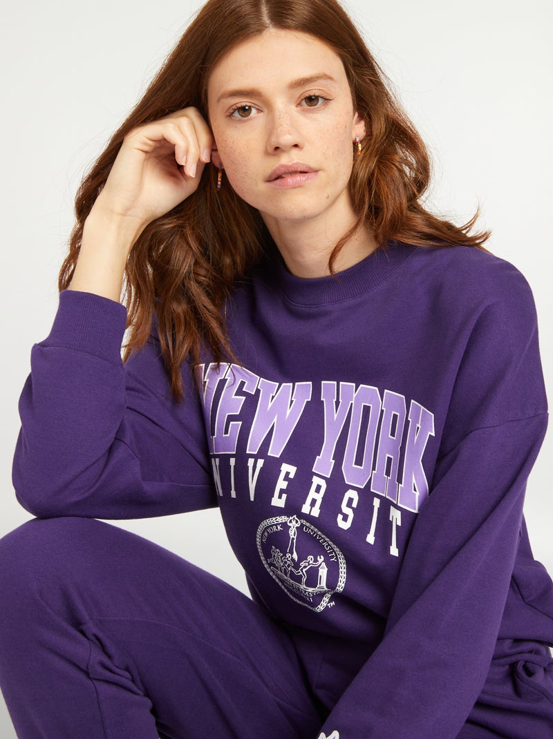 Felpa in tessuto felpato 'New-York University' VIOLA - Kiabi