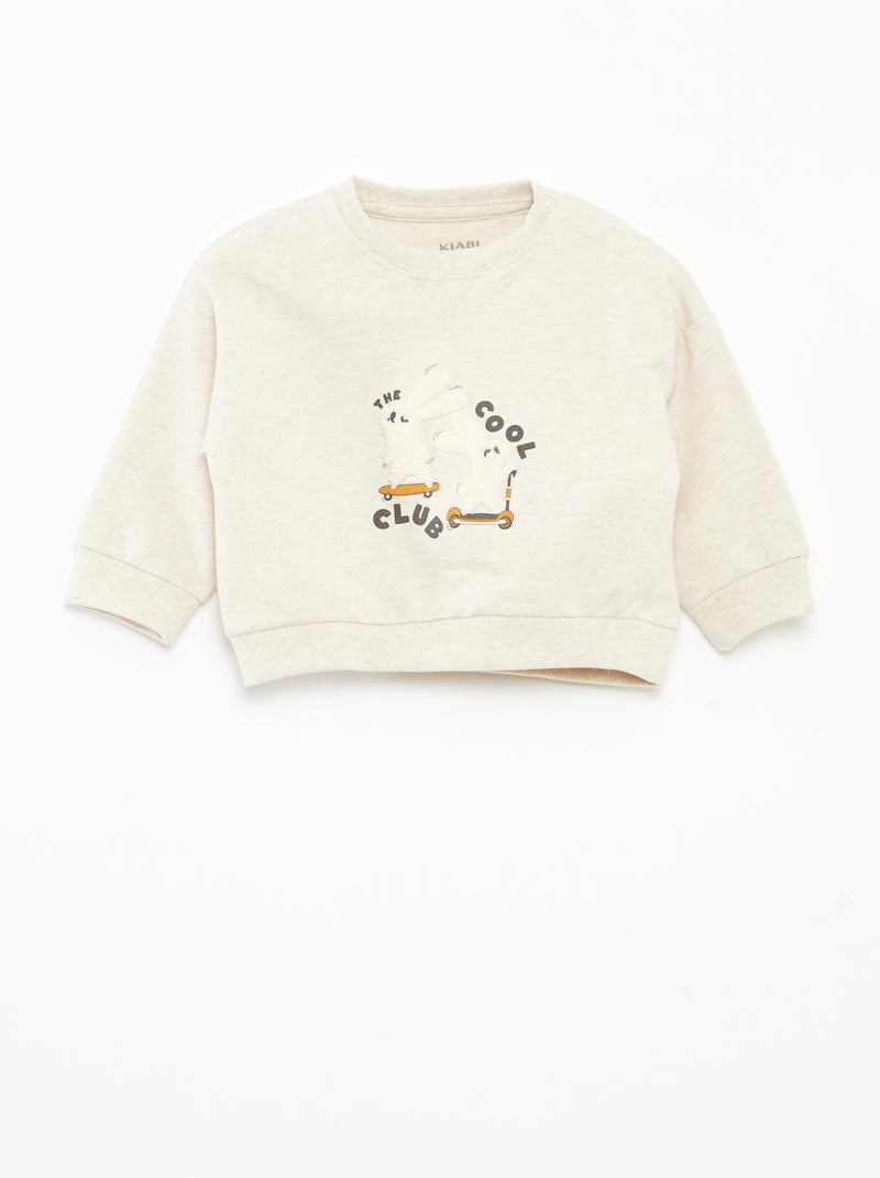 Felpa in tessuto felpato non garzato Beige - Kiabi