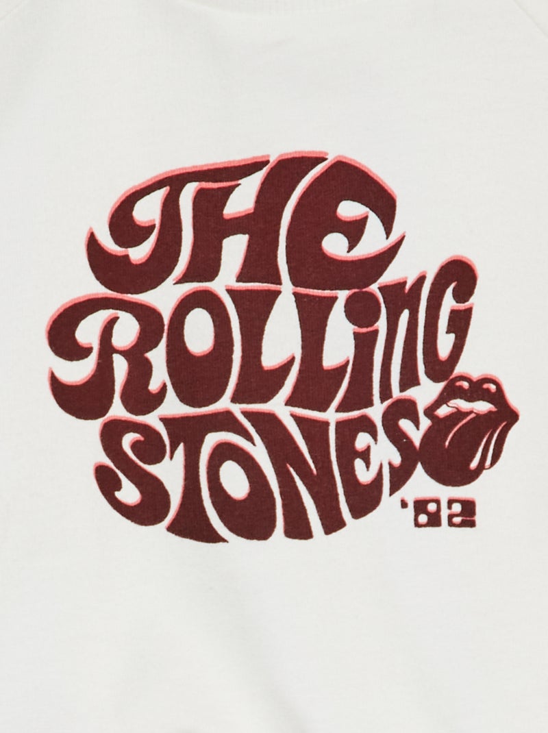 Felpa in tessuto felpato ''Rolling Stones'' BIANCO - Kiabi