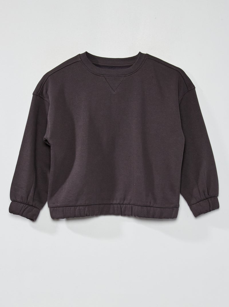 Felpa in tessuto felpato scollo tondo - Unisex grigio scuro - Kiabi