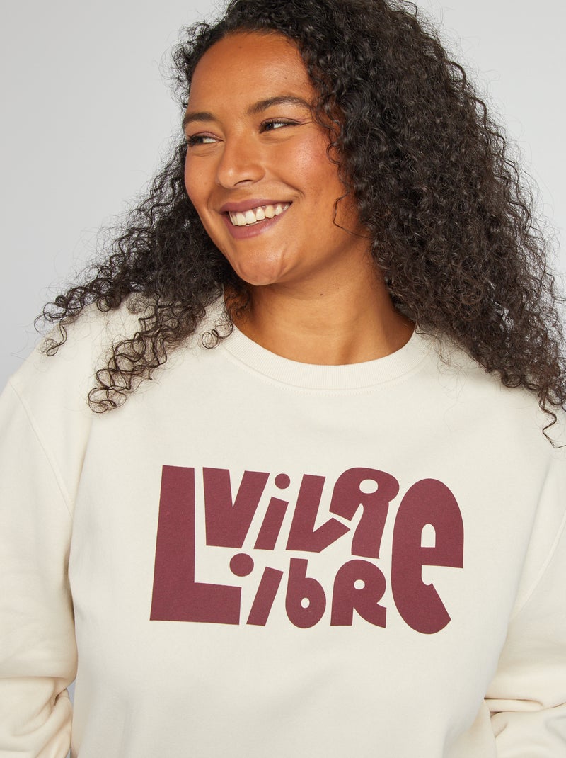 Felpa in tessuto felpato stampata BEIGE - Kiabi