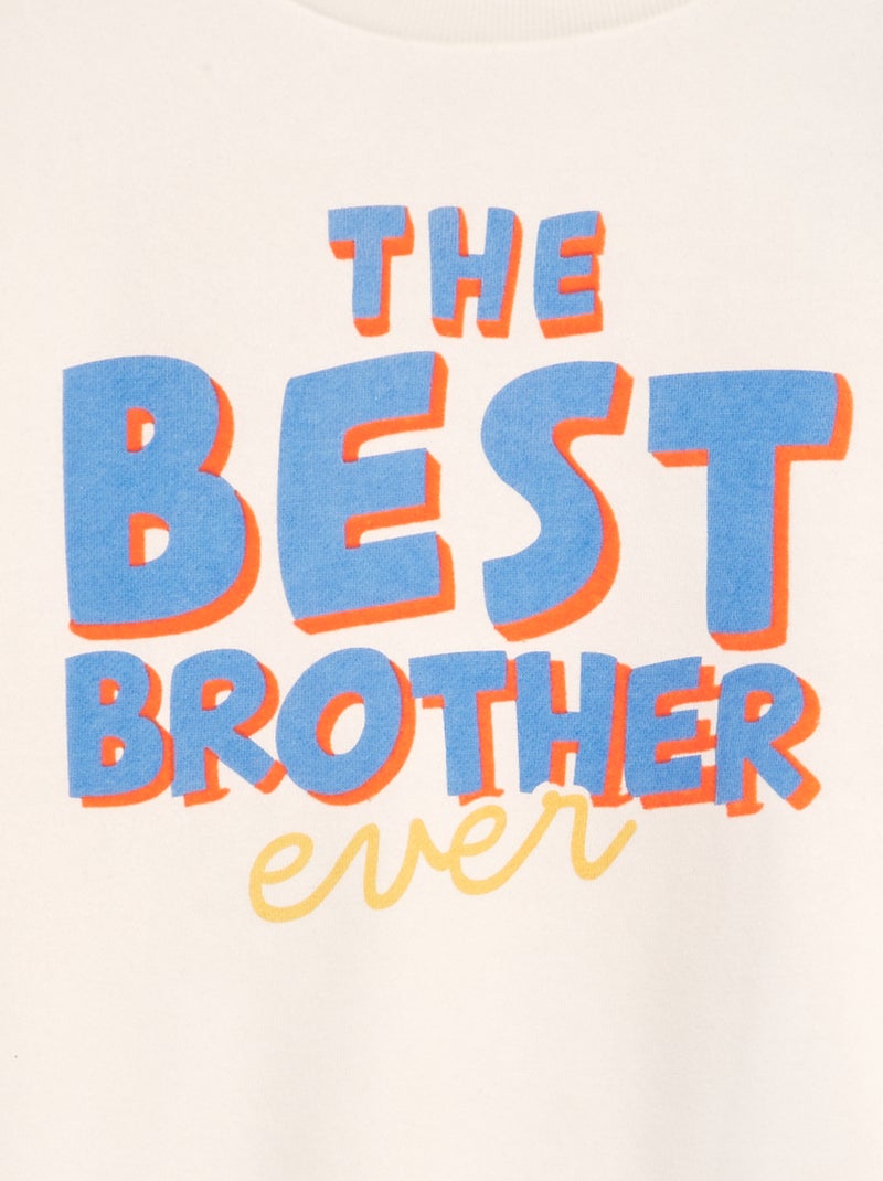 Felpa in tessuto felpato stampato - Fratello e sorella BIANCO - Kiabi