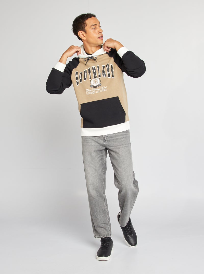 Felpa in tessuto felpato stile college americano BEIGE - Kiabi
