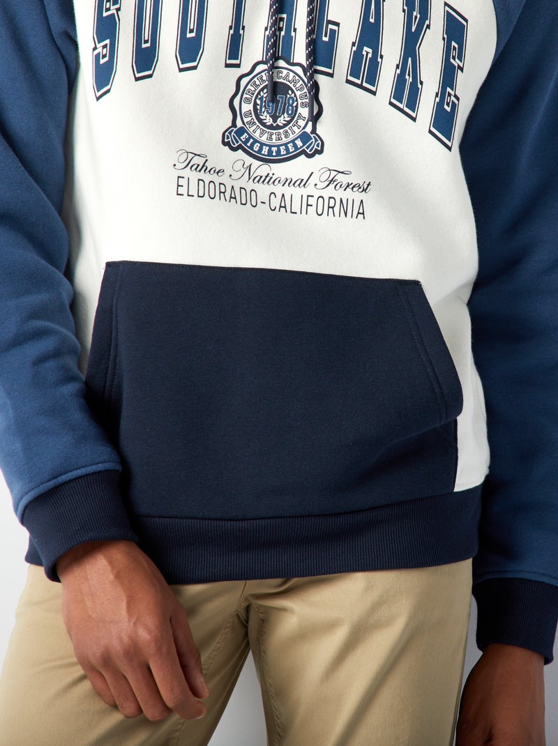 Felpa in tessuto felpato stile college americano BIANCO - Kiabi