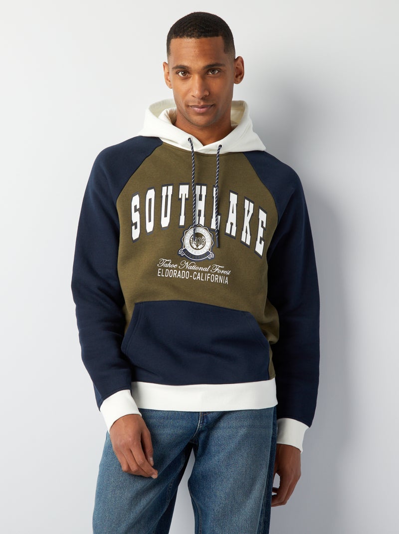 Felpa in tessuto felpato stile college americano KAKI - Kiabi