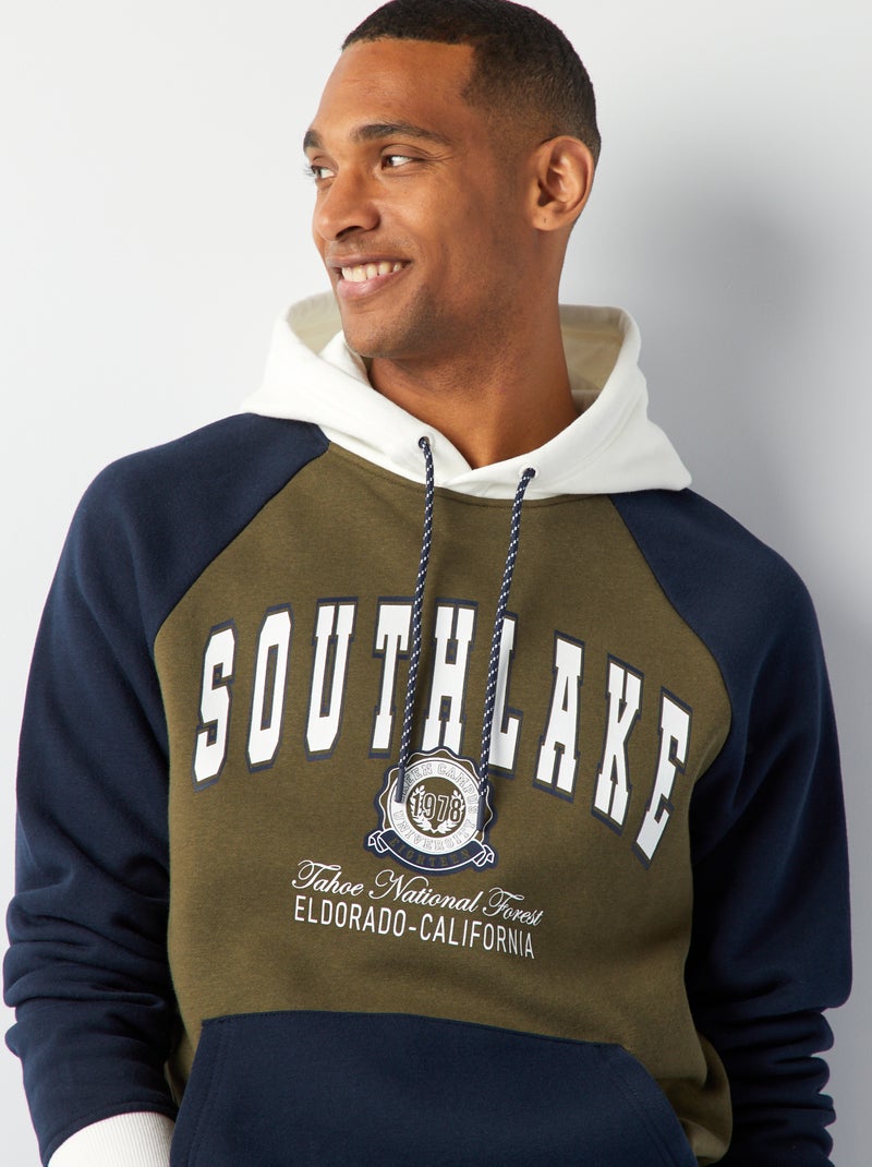 Felpa in tessuto felpato stile college americano KAKI - Kiabi