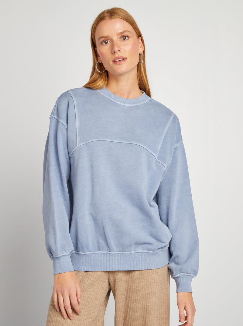 Felpa in tessuto felpato tinta unita BLU - Kiabi