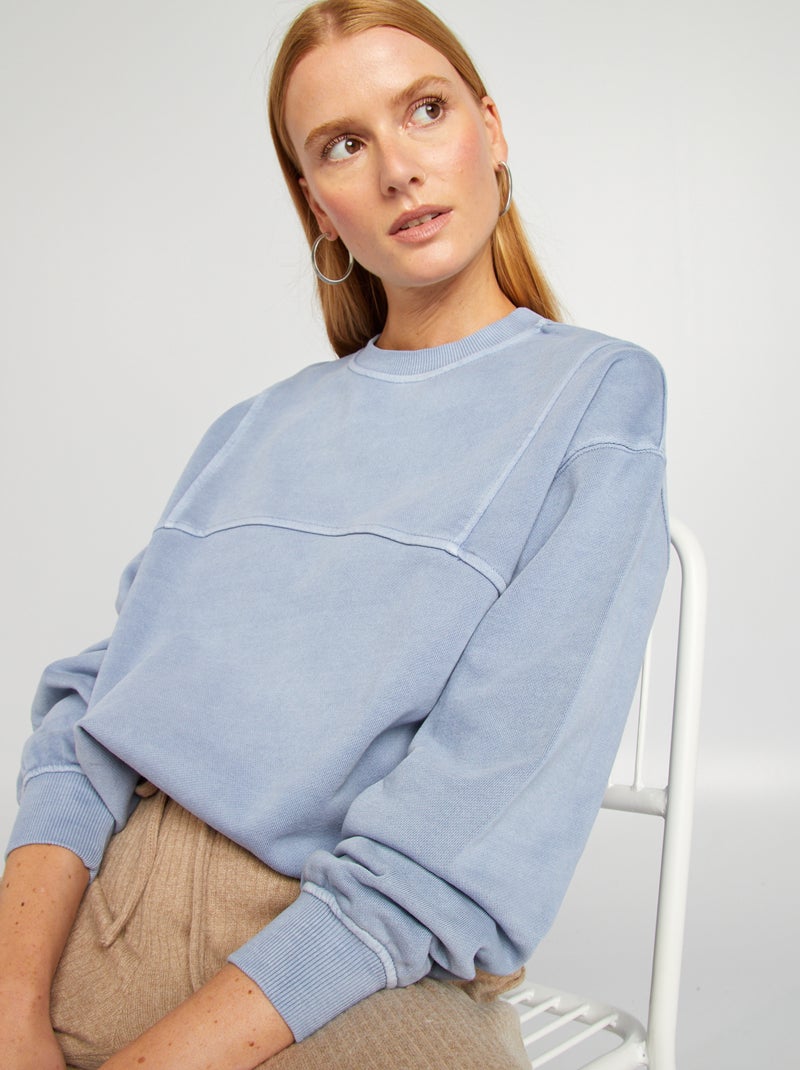 Felpa in tessuto felpato tinta unita BLU - Kiabi