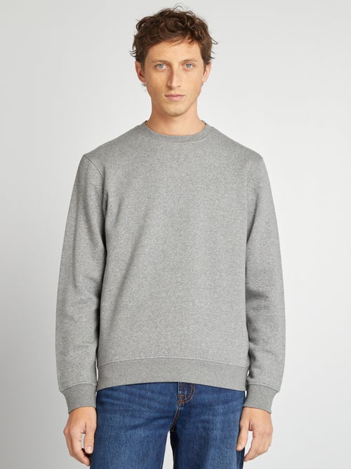 Felpa in tessuto felpato tinta unita con scollo tondo - Kiabi