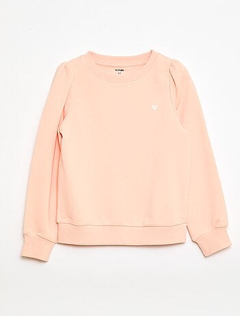 Felpa in tessuto felpato tinta unita cuore ricamato