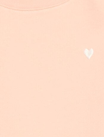 Felpa in tessuto felpato tinta unita cuore ricamato