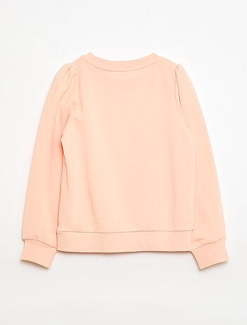 Felpa in tessuto felpato tinta unita cuore ricamato