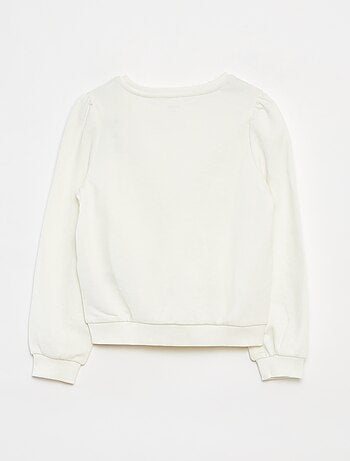 Felpa in tessuto felpato tinta unita cuore ricamato