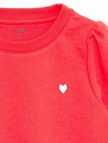 Felpa in tessuto felpato tinta unita cuore ricamato