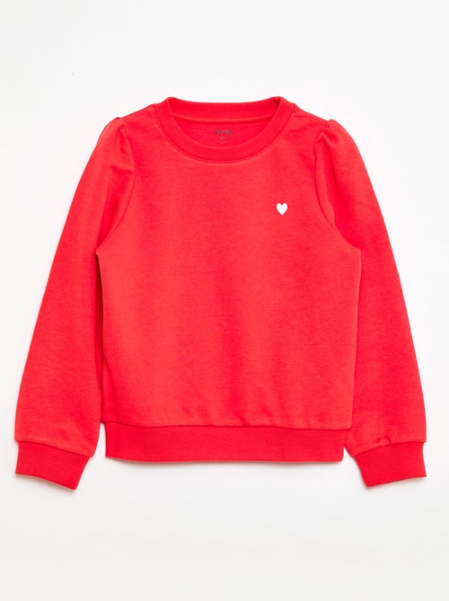 Felpa in tessuto felpato tinta unita cuore ricamato - Kiabi