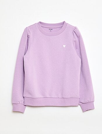 Felpa in tessuto felpato tinta unita cuore ricamato