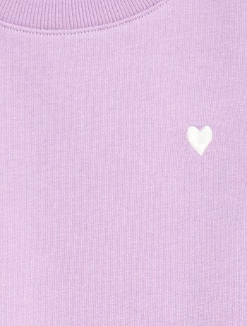 Felpa in tessuto felpato tinta unita cuore ricamato