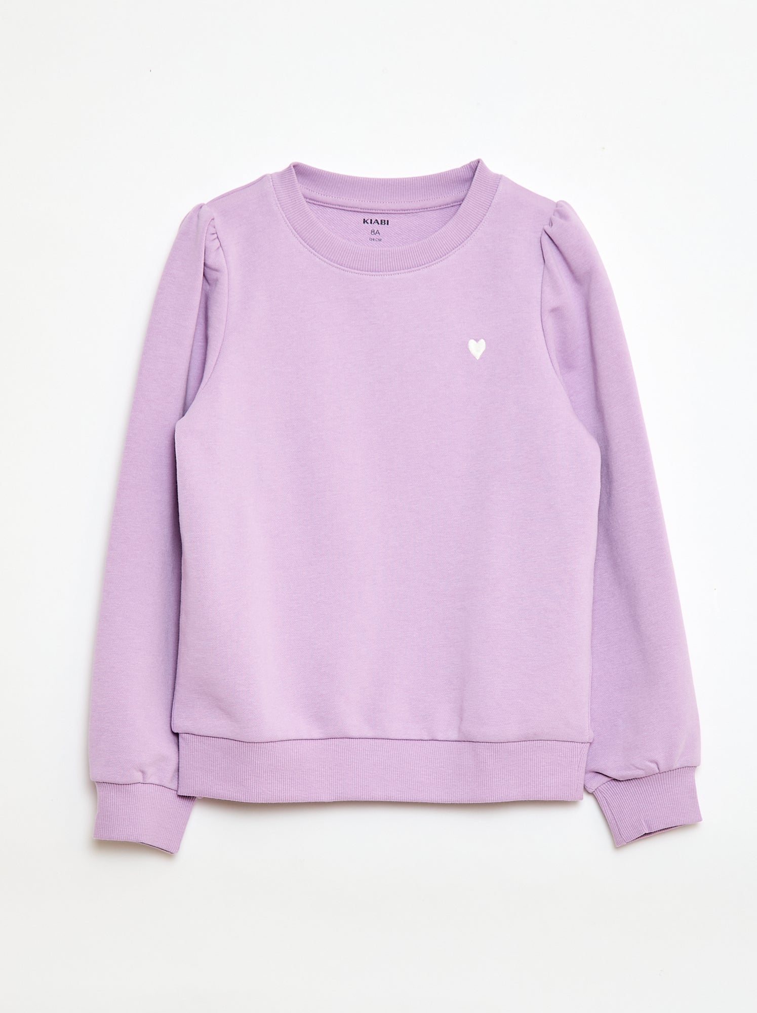 Felpa in tessuto felpato tinta unita cuore ricamato