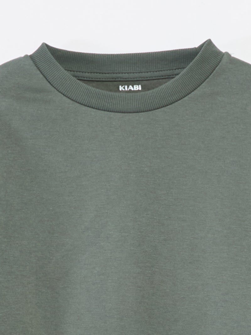 Felpa in tessuto felpato tinta unita Verde - Kiabi