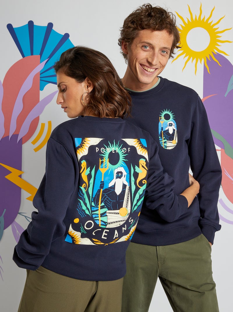 Felpa in tessuto felpato unisex con stampa BLU - Kiabi
