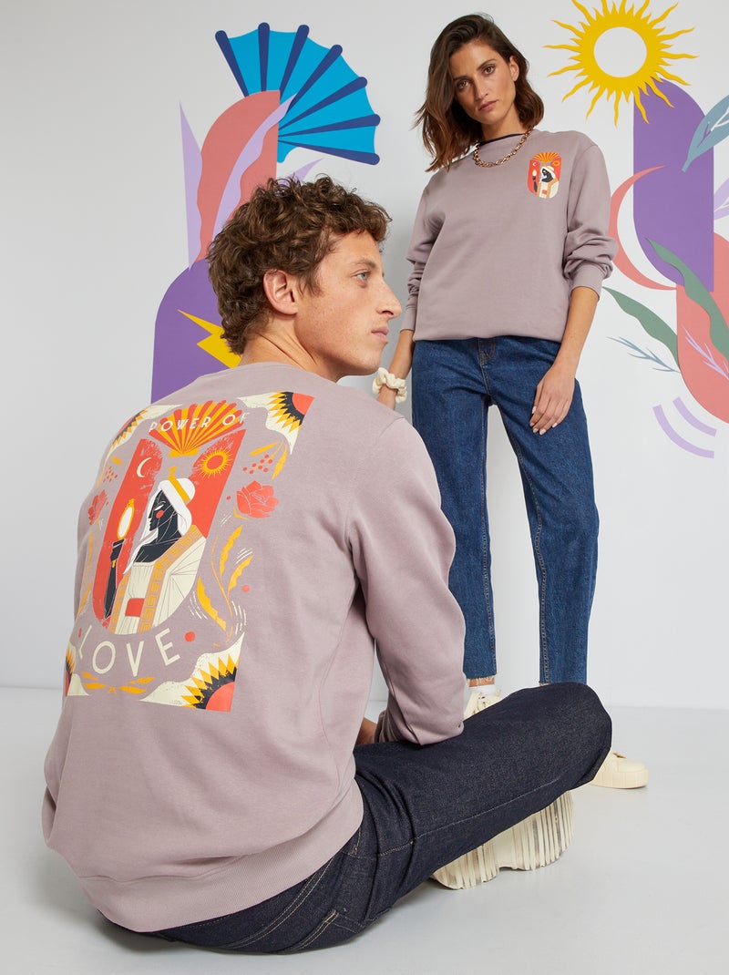 Felpa in tessuto felpato unisex con stampa VIOLA - Kiabi
