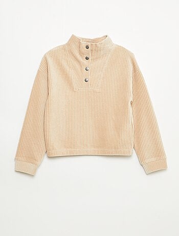 Felpa in velluto a coste con collo alla coreana