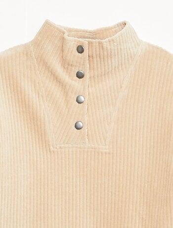 Felpa in velluto a coste con collo alla coreana