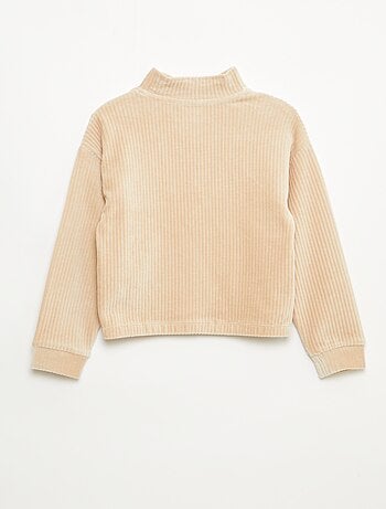 Felpa in velluto a coste con collo alla coreana