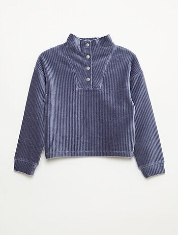 Felpa in velluto a coste con collo alla coreana