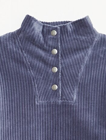 Felpa in velluto a coste con collo alla coreana