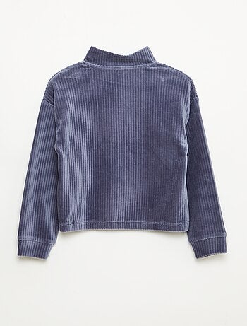 Felpa in velluto a coste con collo alla coreana