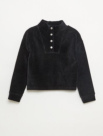 Felpa in velluto a coste con collo alla coreana