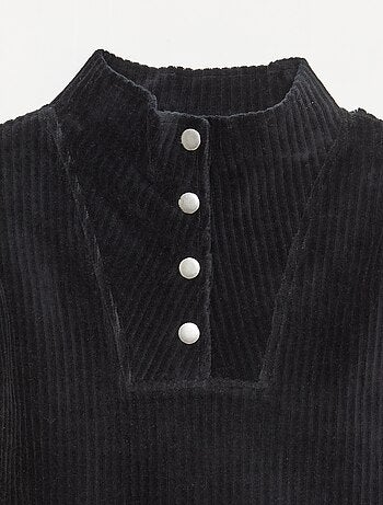 Felpa in velluto a coste con collo alla coreana