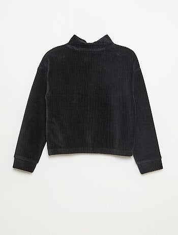 Felpa in velluto a coste con collo alla coreana