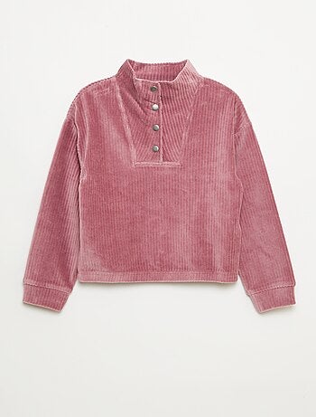 Felpa in velluto a coste con collo alla coreana