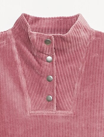 Felpa in velluto a coste con collo alla coreana