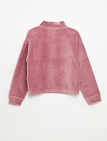 Felpa in velluto a coste con collo alla coreana