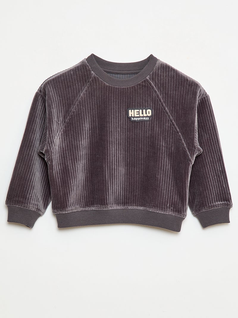 Felpa in velluto a coste Grigio - Kiabi