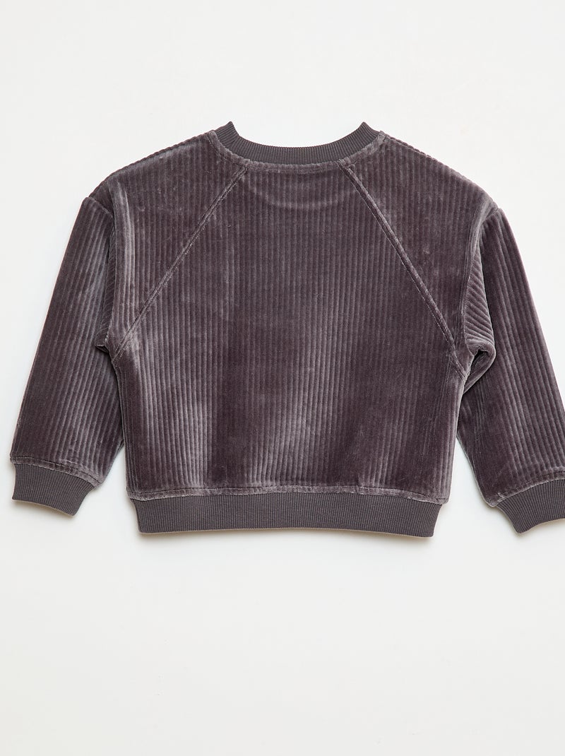 Felpa in velluto a coste Grigio - Kiabi