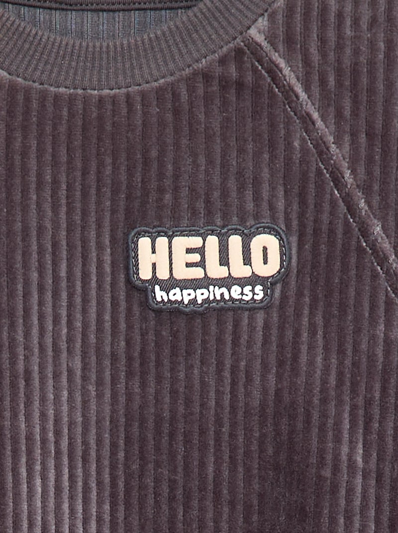 Felpa in velluto a coste Grigio - Kiabi