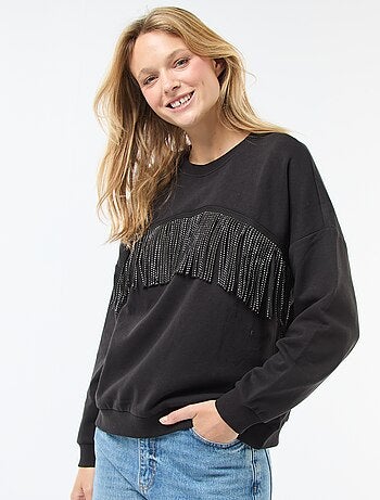 Felpa 'JDY' in caldo pile con frange di strass