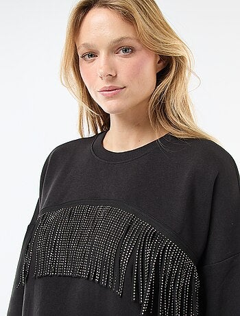 Felpa 'JDY' in caldo pile con frange di strass