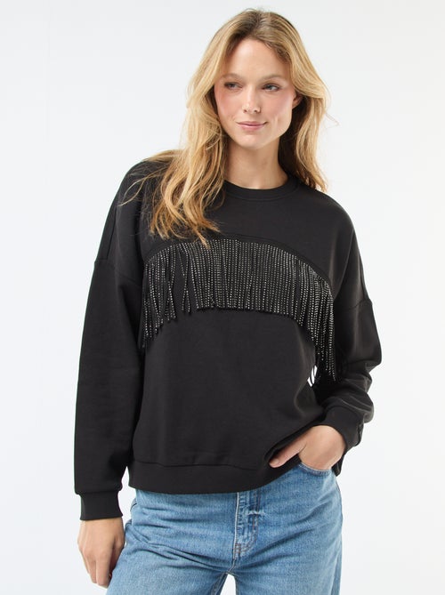 Felpa 'JDY' in caldo pile con frange di strass - Kiabi