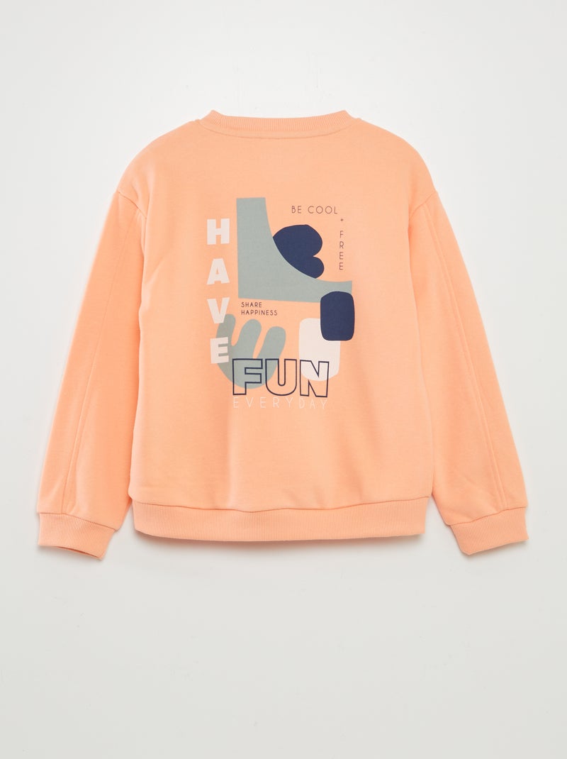Felpa larga stampata con scollo tondo ARANCIONE - Kiabi