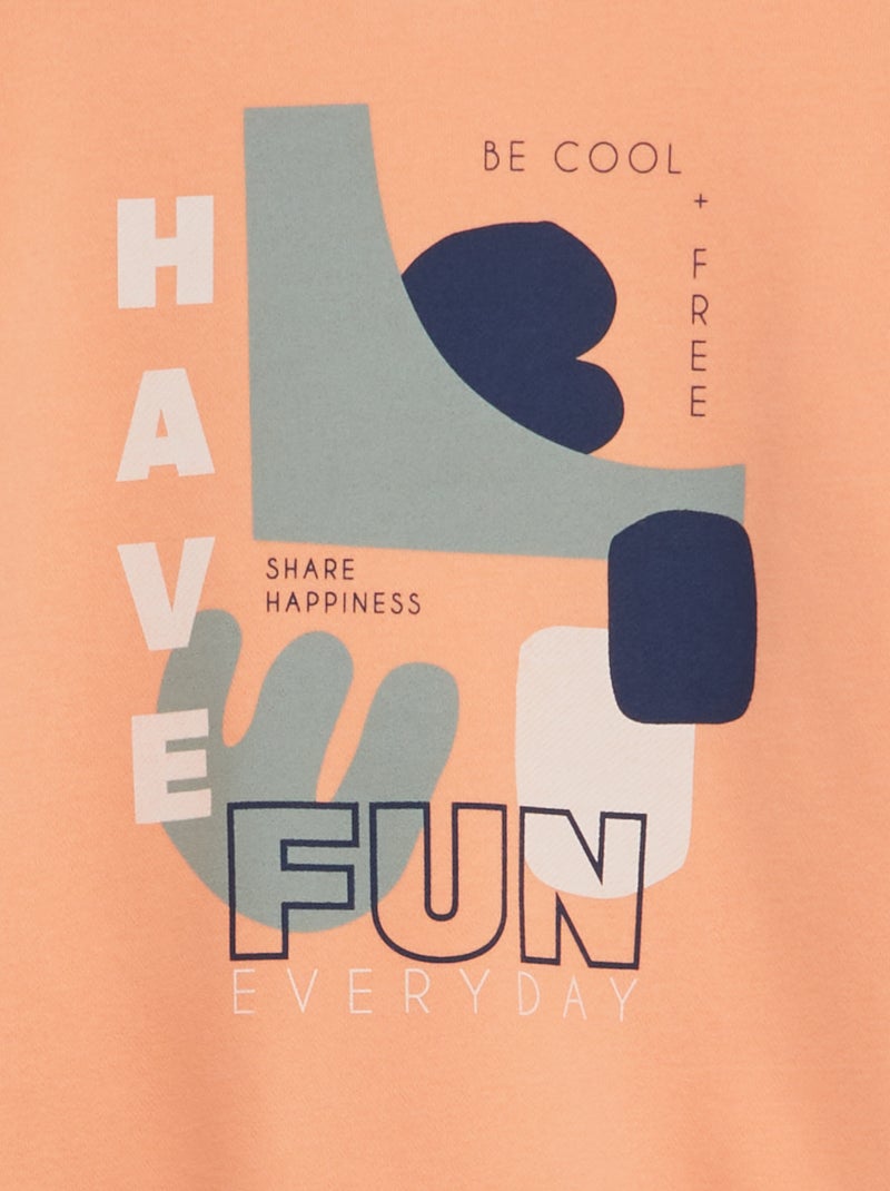 Felpa larga stampata con scollo tondo ARANCIONE - Kiabi