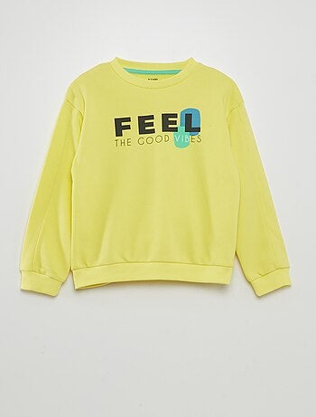 Felpa larga stampata con scollo tondo