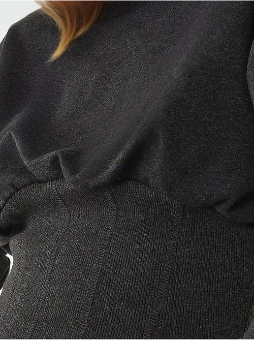 Felpa lavorata a maglia con corsetto e scollo rotondo aderente hiccup - Kiabi