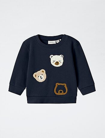 Felpa leggera con animazione 'orso' in maglia bouclette